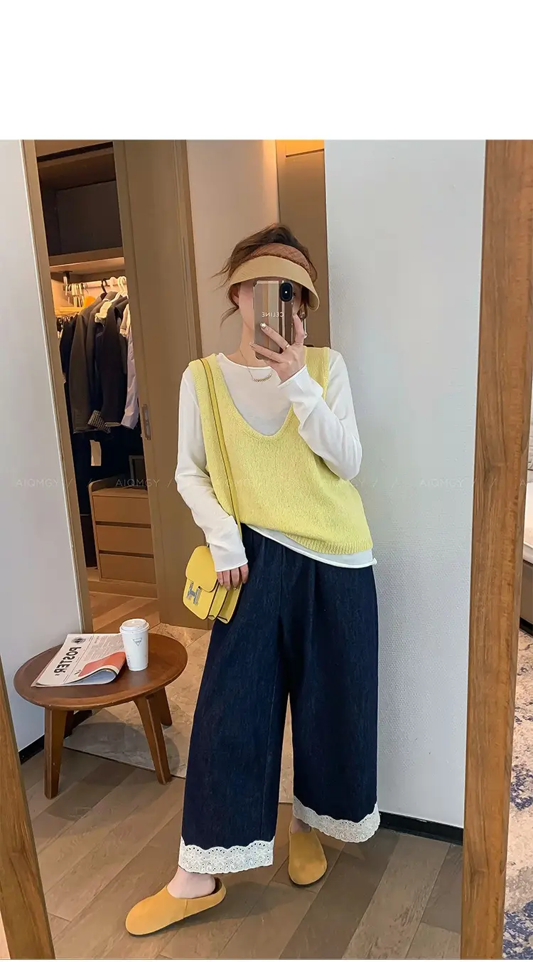 Dark Blue Lace Pants for Women Summer Casual Wide Leg — feature 24