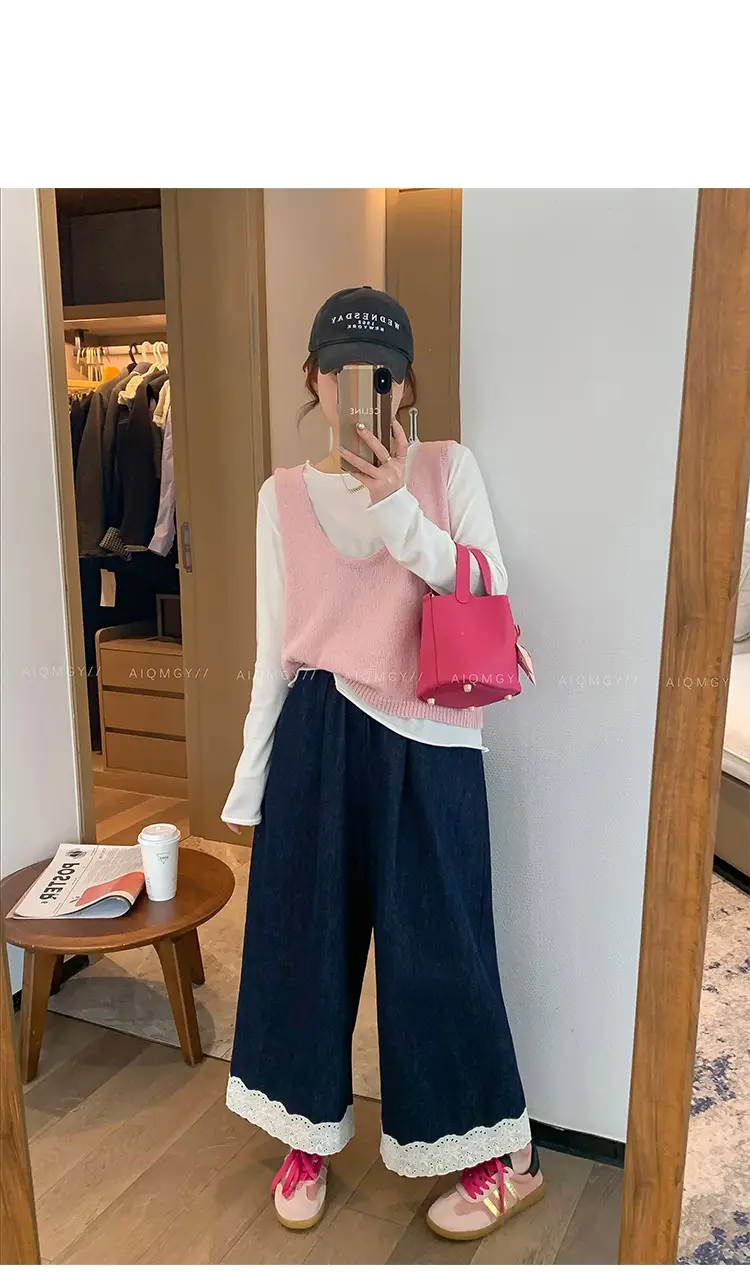 Dark Blue Lace Pants for Women Summer Casual Wide Leg — feature 25