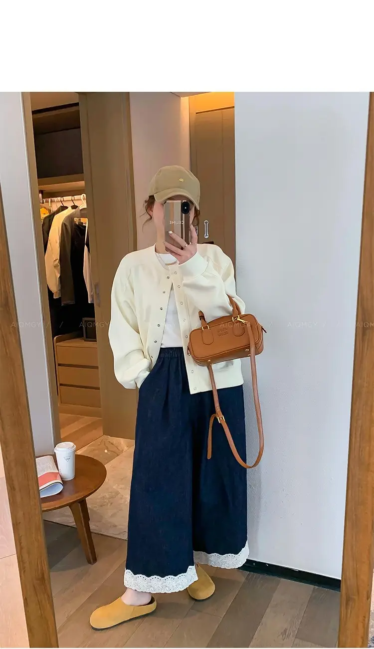 Dark Blue Lace Pants for Women Summer Casual Wide Leg — feature 26