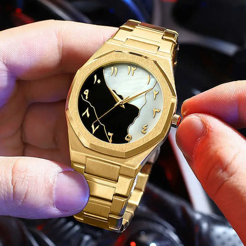 Gold Arabic Dial Waterproof Men's Watch - Image 4