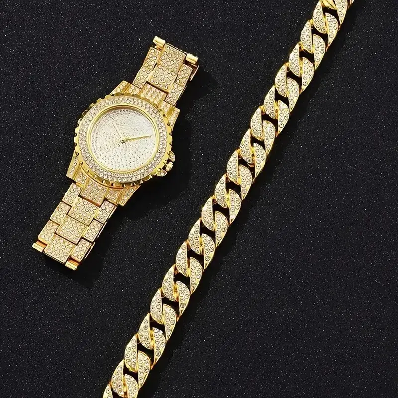 High-End Gold Rhinestone Watch Set for Women — feature 6