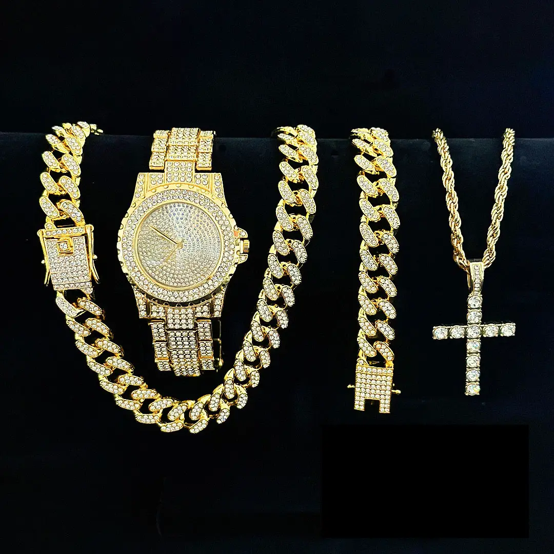 High-End Gold Rhinestone Watch Set for Women - Image 12