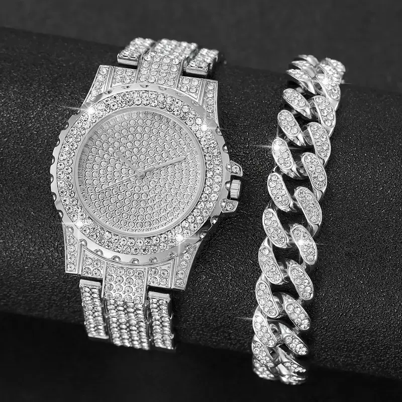 High-End Gold Rhinestone Watch Set for Women - Image 5