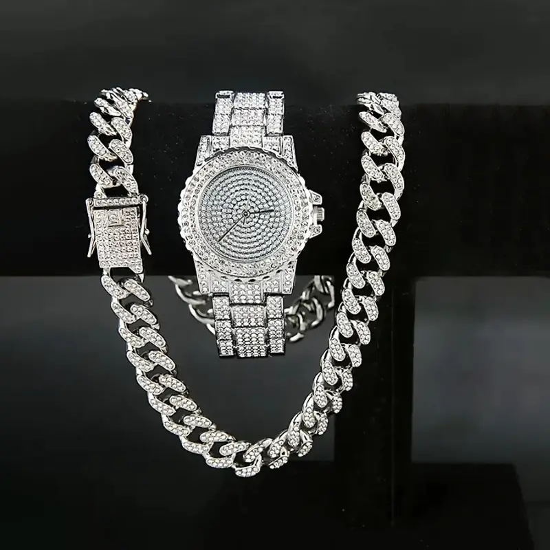 High-End Gold Rhinestone Watch Set for Women - Image 7