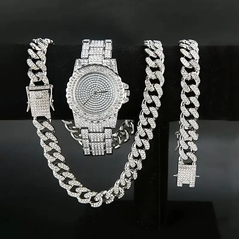 High-End Gold Rhinestone Watch Set for Women - Image 9