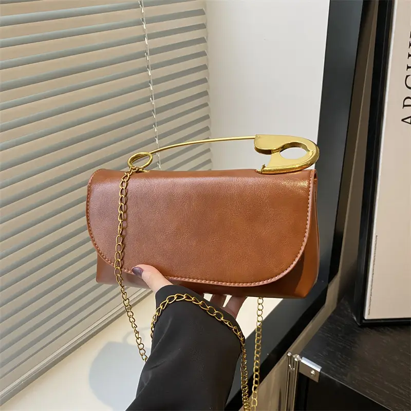 Portable Large Pin Bag PU Leather Women's Crossbody Bag