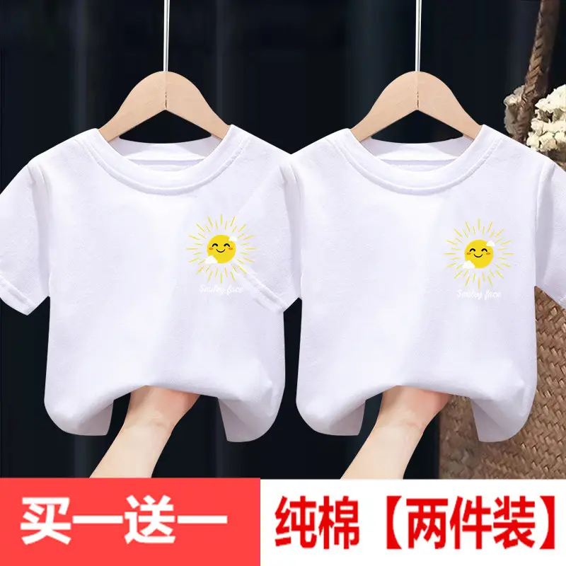 100% Cotton Kids White Short Sleeve T-Shirts Set - Image 16