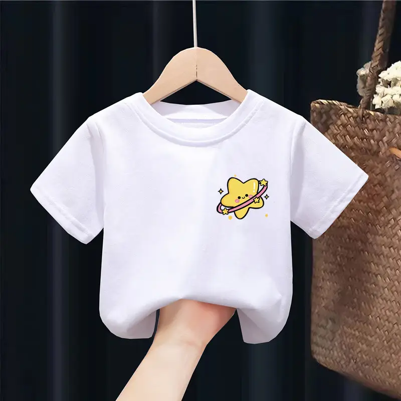 100% Cotton Kids White Short Sleeve T-Shirts Set - Image 20