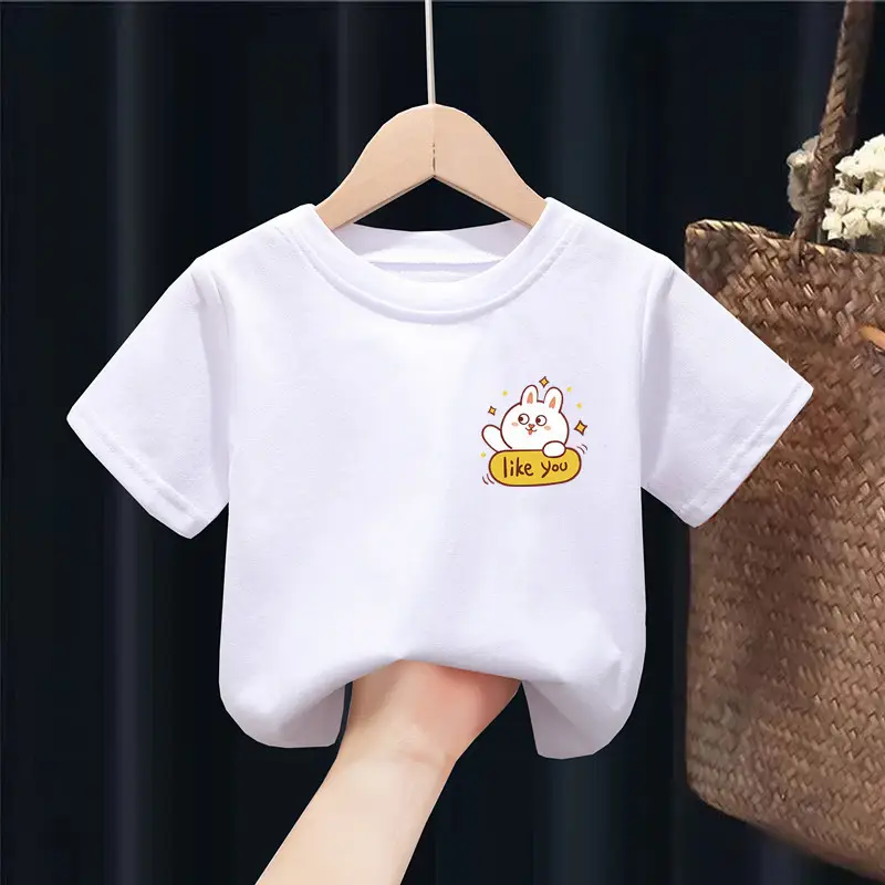 100% Cotton Kids White Short Sleeve T-Shirts Set - Image 22