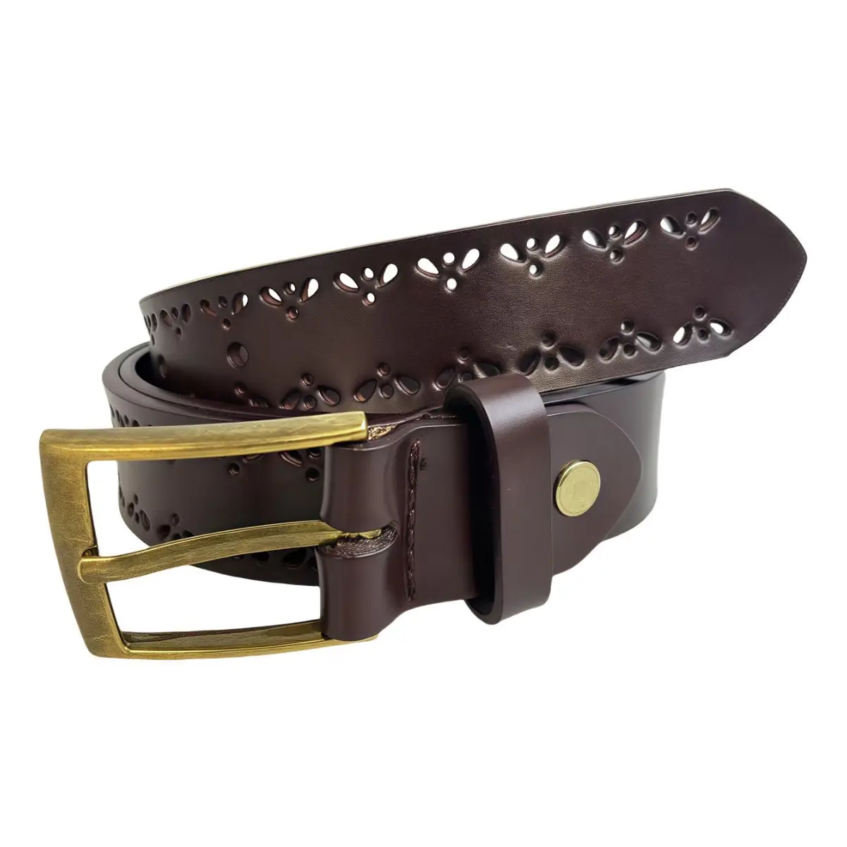 Women's Genuine Leather Hollow Belt with Gold Buckle - Image 5