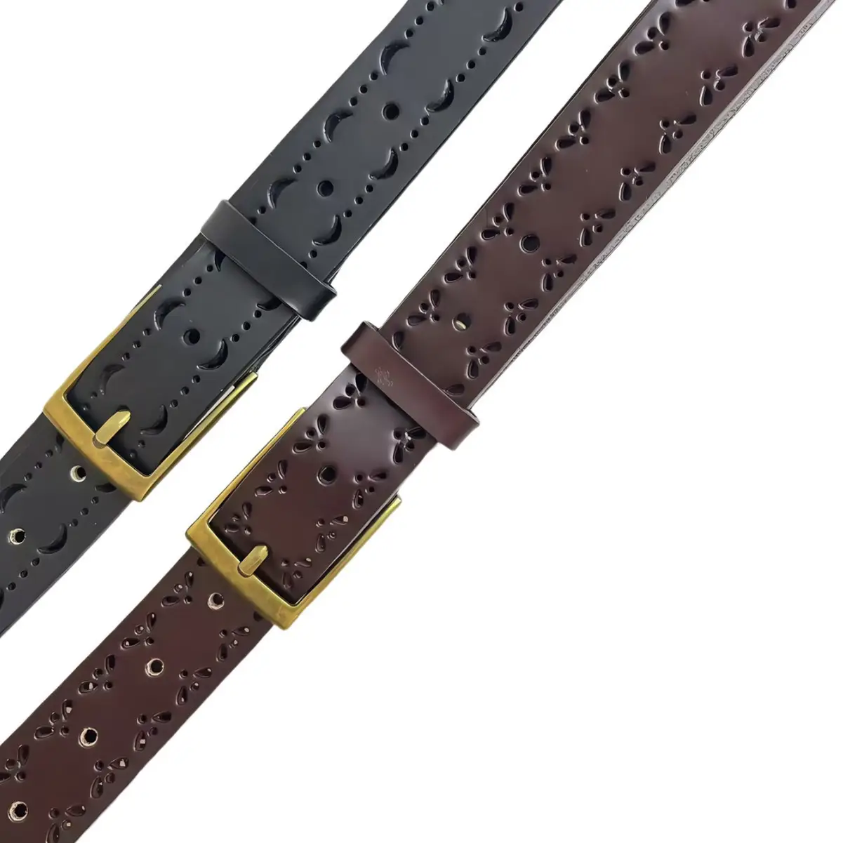 Women's Genuine Leather Hollow Belt with Gold Buckle - Image 7