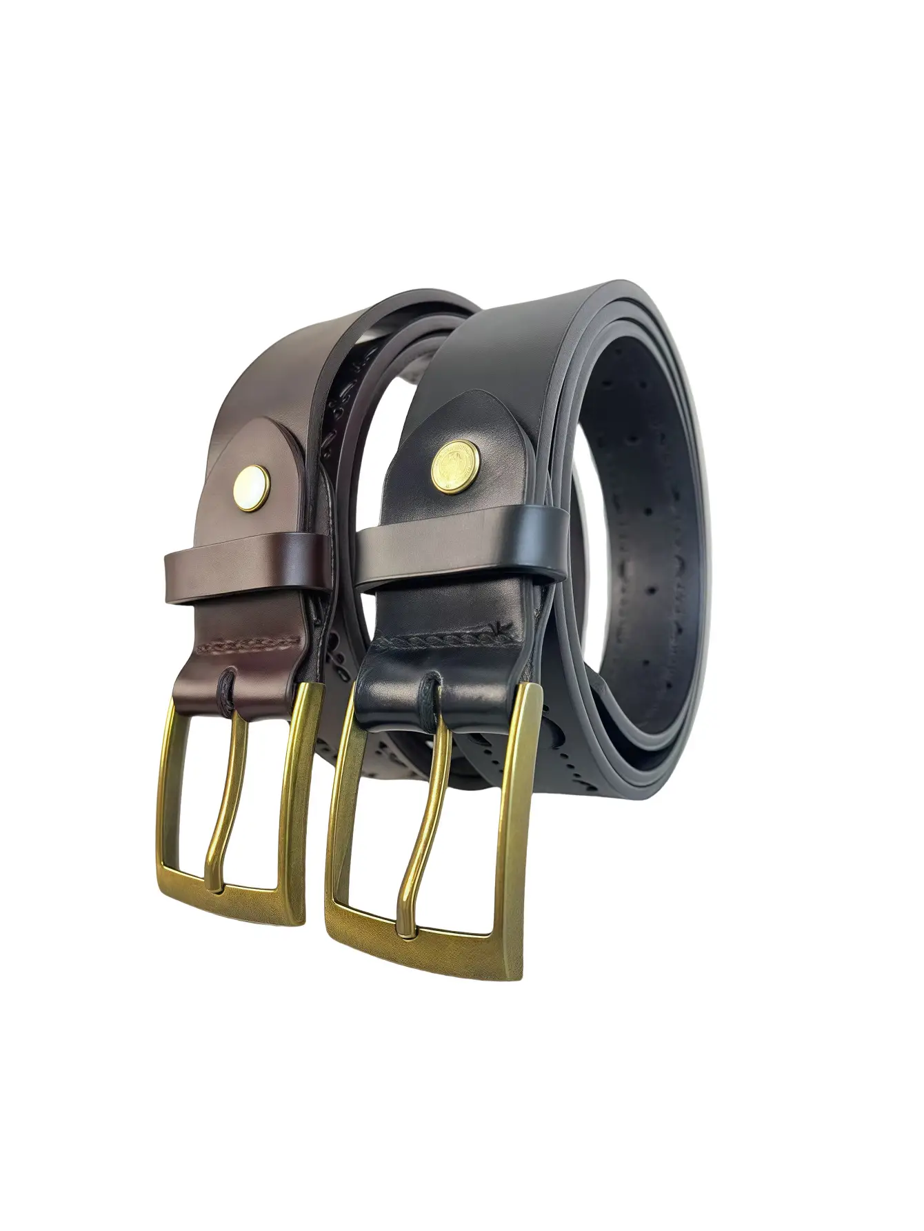 Women's Genuine Leather Hollow Belt with Gold Buckle — feature 1