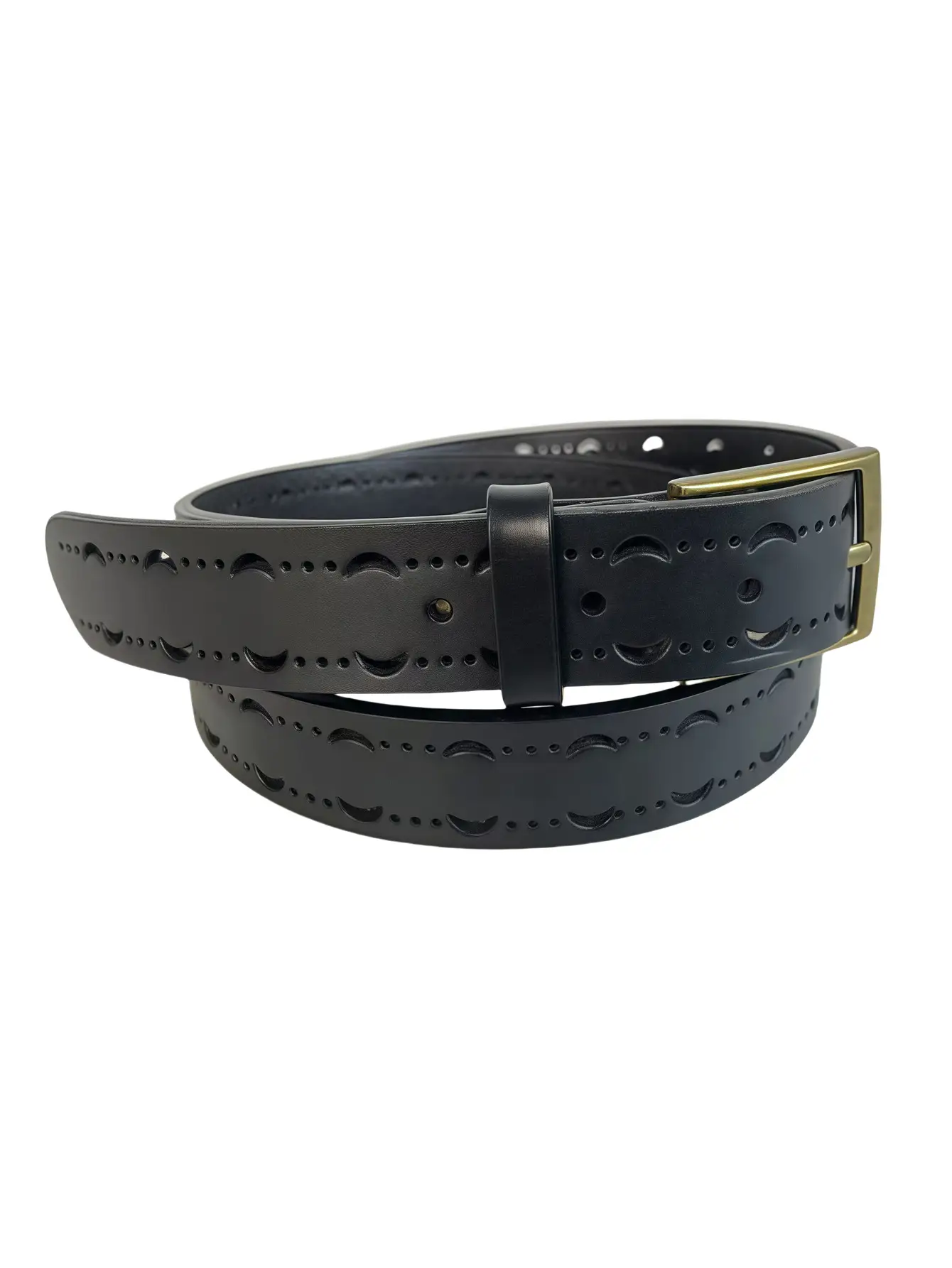 Women's Genuine Leather Hollow Belt with Gold Buckle — feature 5