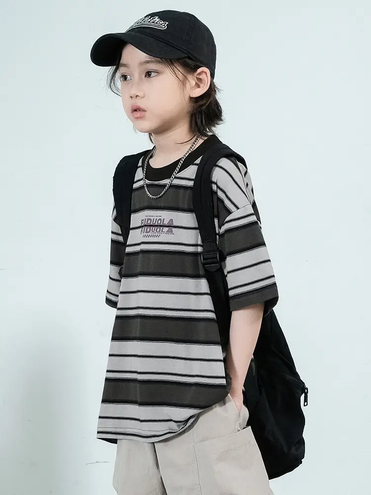Boys Striped Cotton T-Shirt Summer 2025 - Image 3