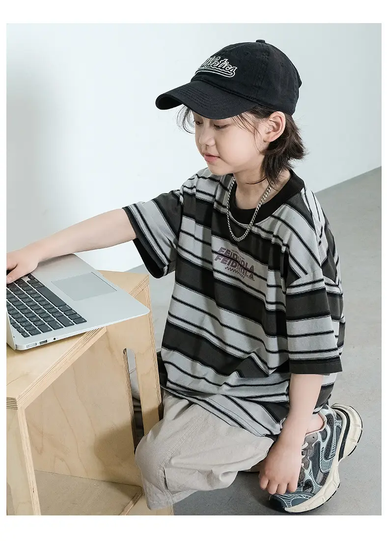 Boys Striped Cotton T-Shirt Summer 2025 — feature 13