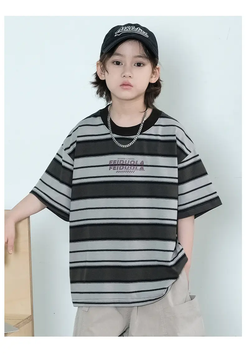 Boys Striped Cotton T-Shirt Summer 2025 — feature 16
