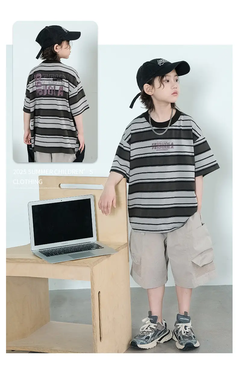 Boys Striped Cotton T-Shirt Summer 2025 — feature 3