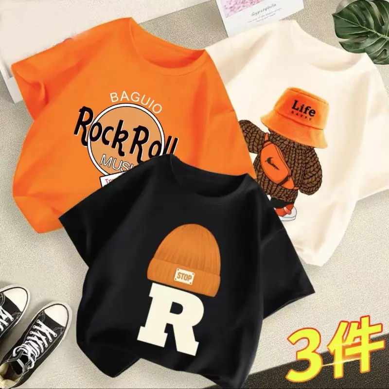 Boys Baby T-Shirt 2023 New Summer Kids 3Pcs