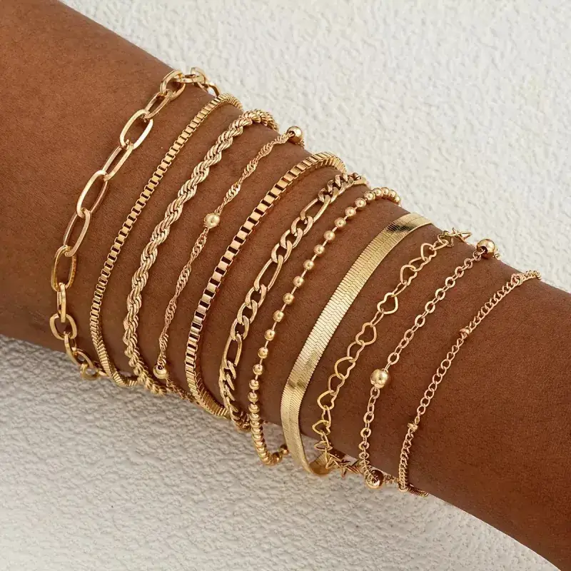 Multi Layer Silver Bracelet Set for Women - Image 5