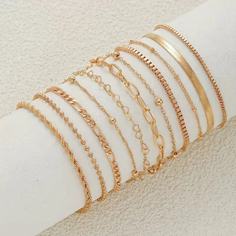 Multi Layer Silver Bracelet Set for Women - Image 7