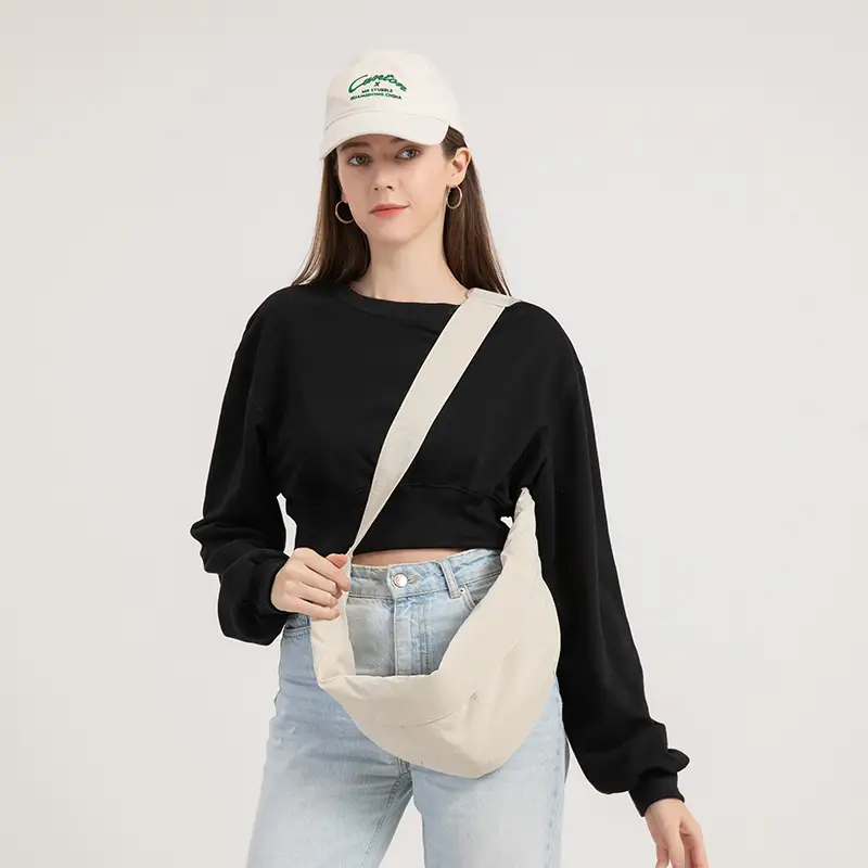 Japanese Style Cream Crossbody Bag Large Capacity - Image 9
