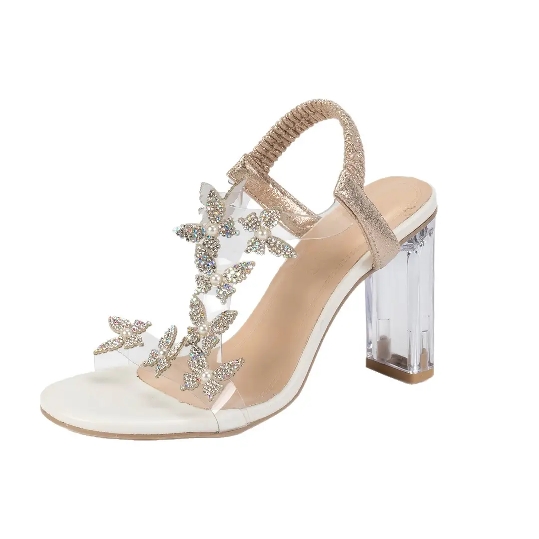 Women's Fashion Ultra-High Heel Sexy Crystal Heel Round Toe Sandals 2025 Large Size Elegant Rhinestone Butterfly High Heel Sandals - Image 7