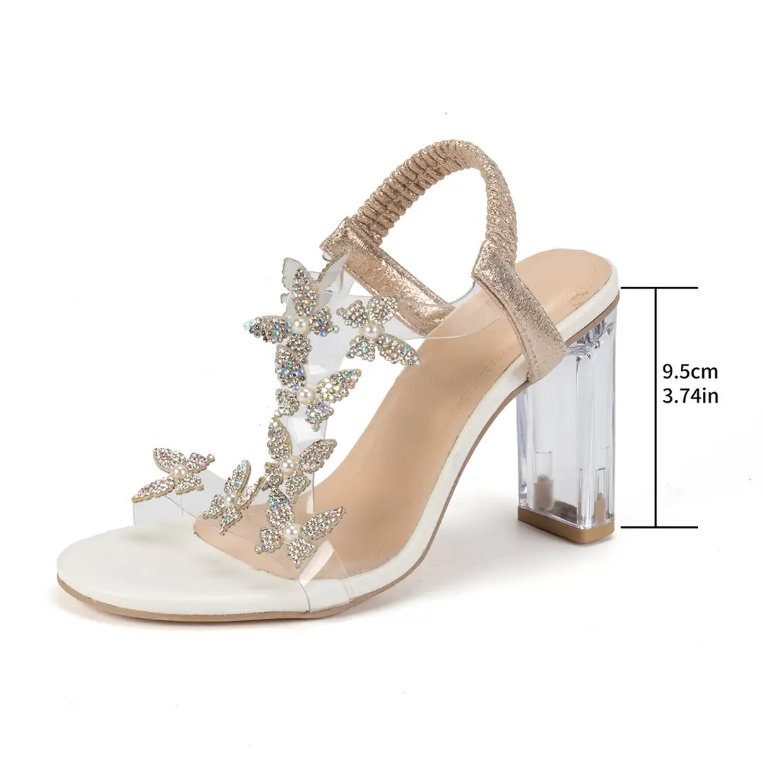 Women's Fashion Ultra-High Heel Sexy Crystal Heel Round Toe Sandals 2025 Large Size Elegant Rhinestone Butterfly High Heel Sandals — feature 5