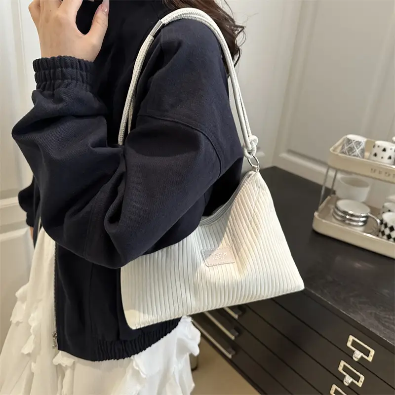 Light Blue Textured Shoulder Bag for Women - Image 10
