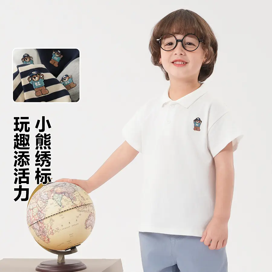 Boys Striped Polo T-Shirt Short Sleeve Summer Clothing - Image 8