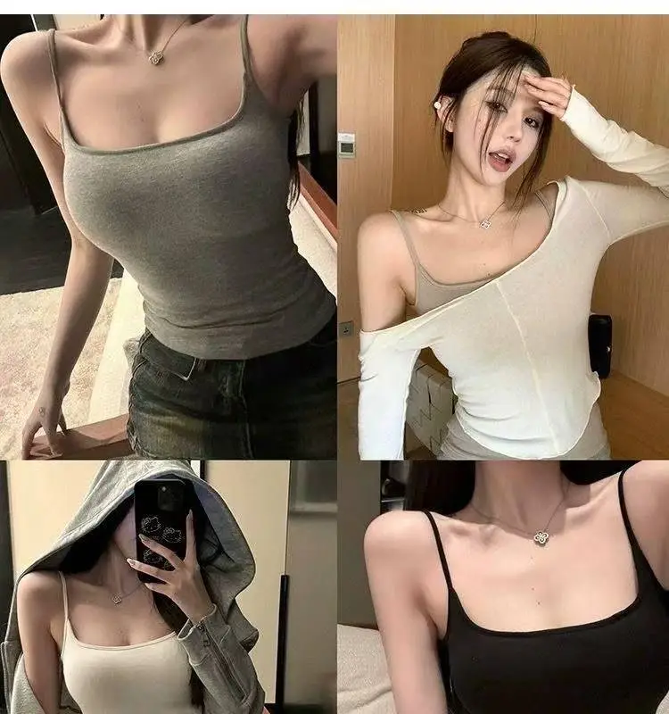 Spring and Summer New Style Comic Waist Sling Summer Outer Wear with Breast Pad Camisole for Women to Look Slim and Hot Girl to Cover Breasts and Wear Inside — feature 2