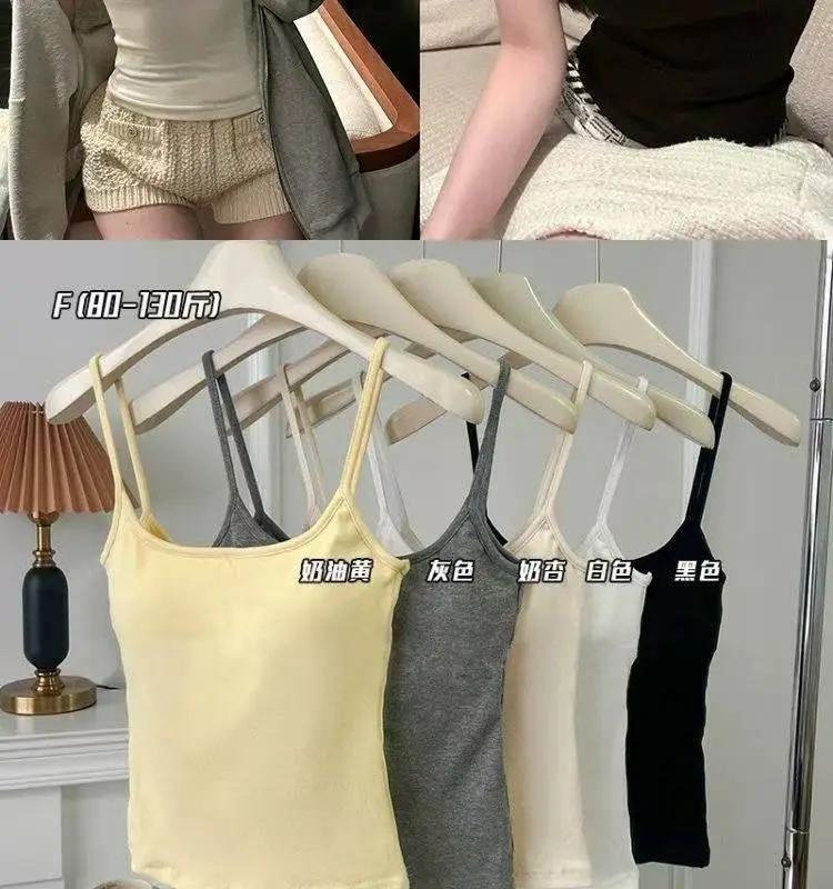 Spring and Summer New Style Comic Waist Sling Summer Outer Wear with Breast Pad Camisole for Women to Look Slim and Hot Girl to Cover Breasts and Wear Inside — feature 3