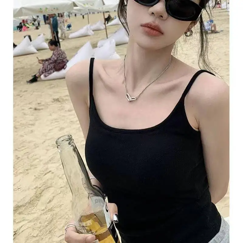 Spring and Summer New Style Comic Waist Sling Summer Outer Wear with Breast Pad Camisole for Women to Look Slim and Hot Girl to Cover Breasts and Wear Inside