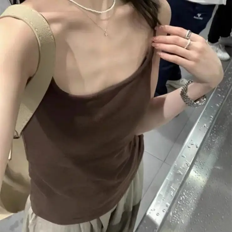 Spring and Summer New Style Comic Waist Sling Summer Outer Wear with Breast Pad Camisole for Women to Look Slim and Hot Girl to Cover Breasts and Wear Inside
