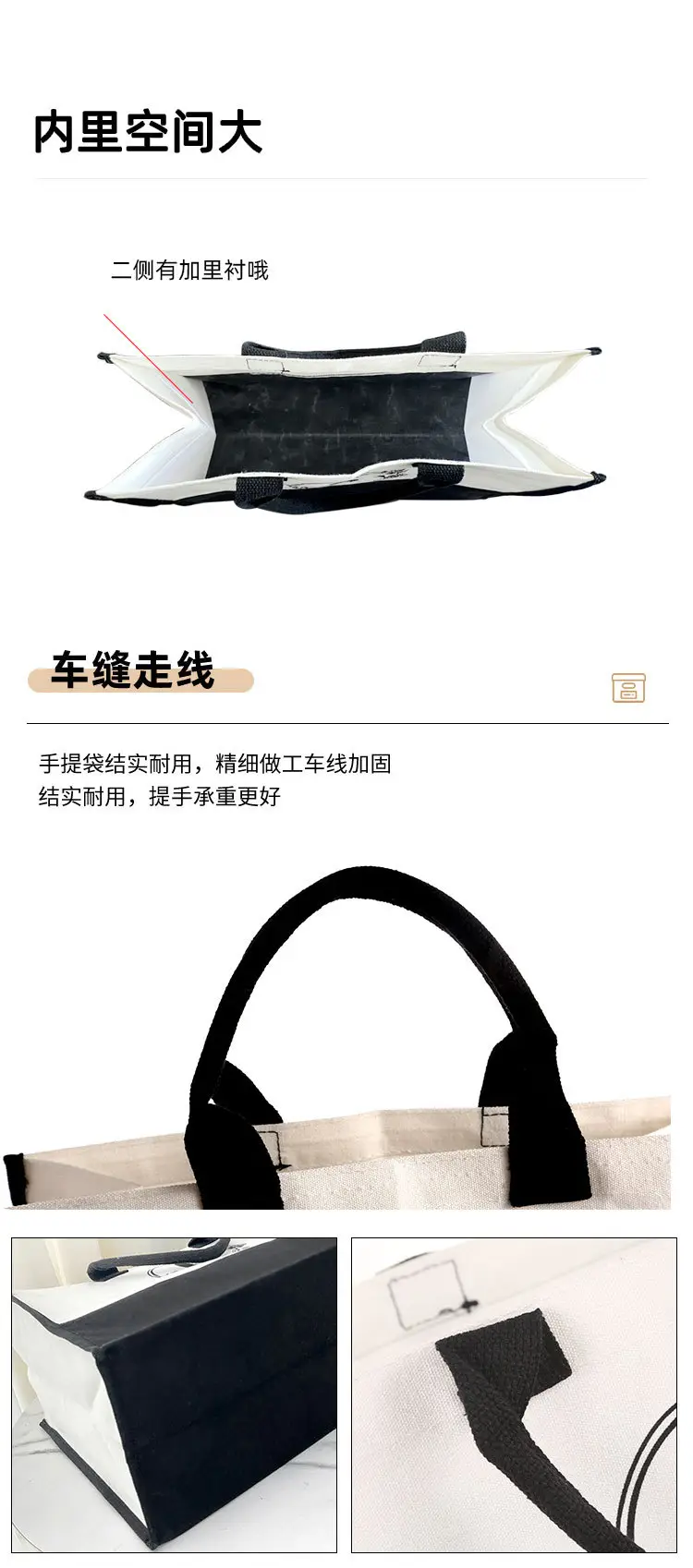 Amazon White Canvas Tote Bag Large Waterproof Eco-Friendly — feature 12