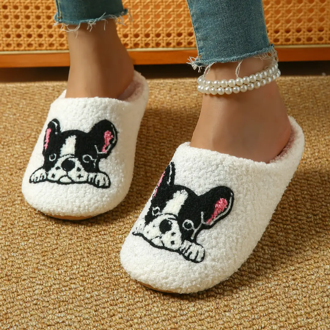 Cross-Border Autumn and Winter Casual Cartoon Dachshund Indoor Slippers, Warm and Lightweight Closed-Toe Home Maternity Cotton Slippers Wholesale