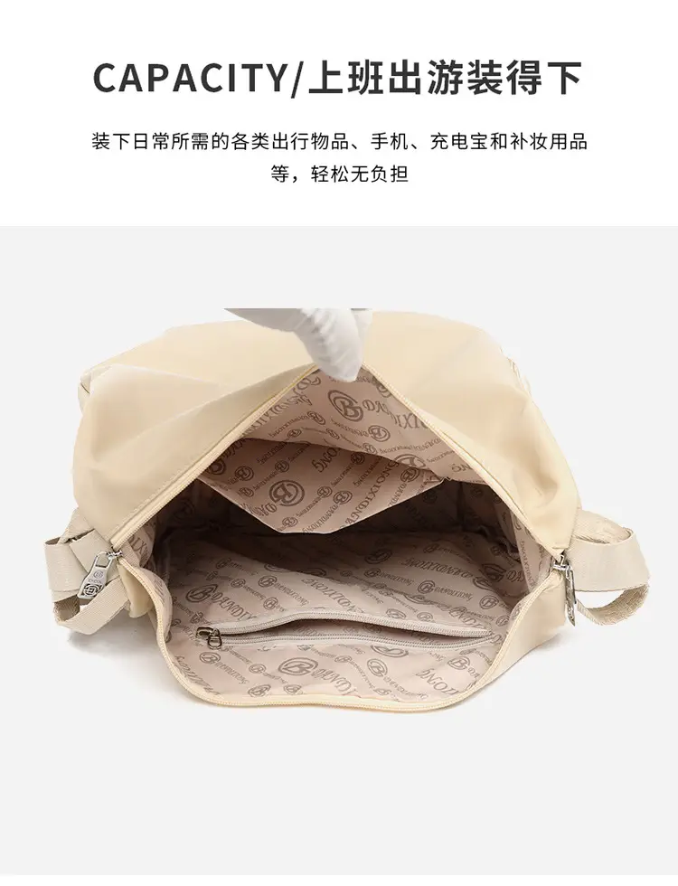 Women's Crossbody Backpack Beige Oxford Cloth Large Capacity — feature 16
