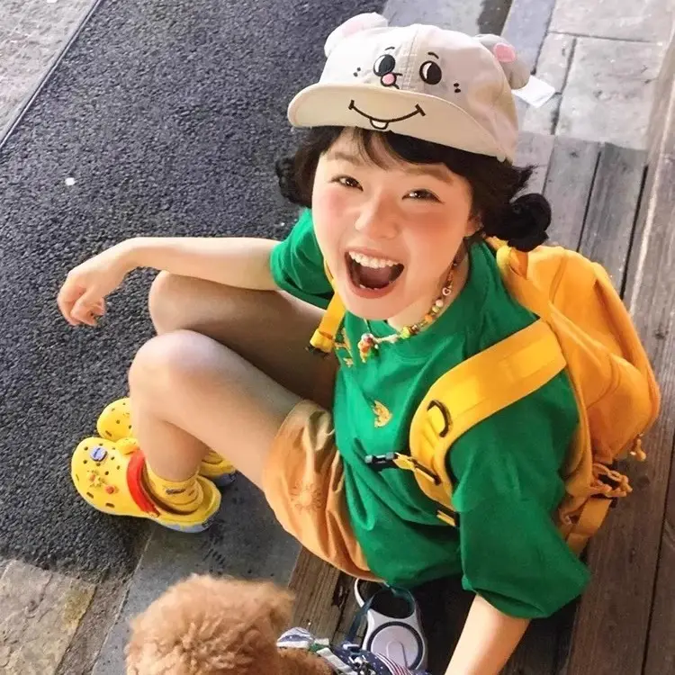 Cute Green Cartoon Cap for Girls Summer Wear - Image 3