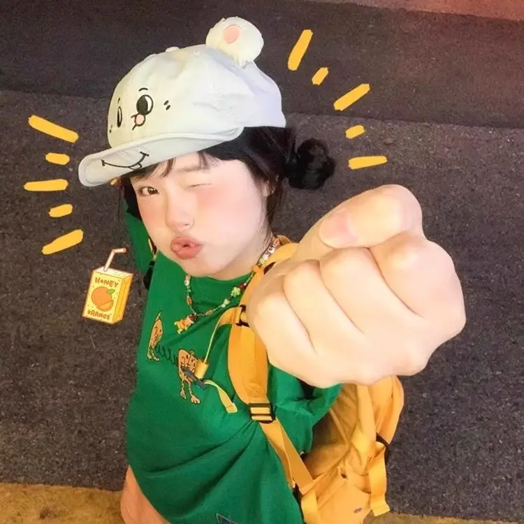 Cute Green Cartoon Cap for Girls Summer Wear - Image 4