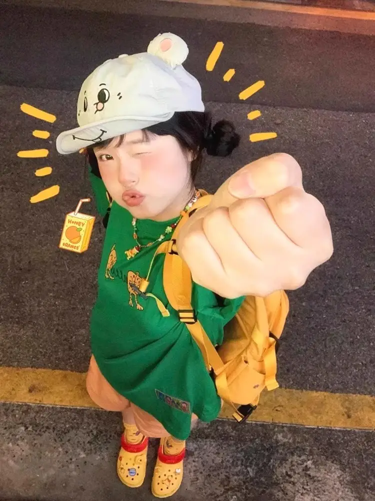 Cute Green Cartoon Cap for Girls Summer Wear — feature 12