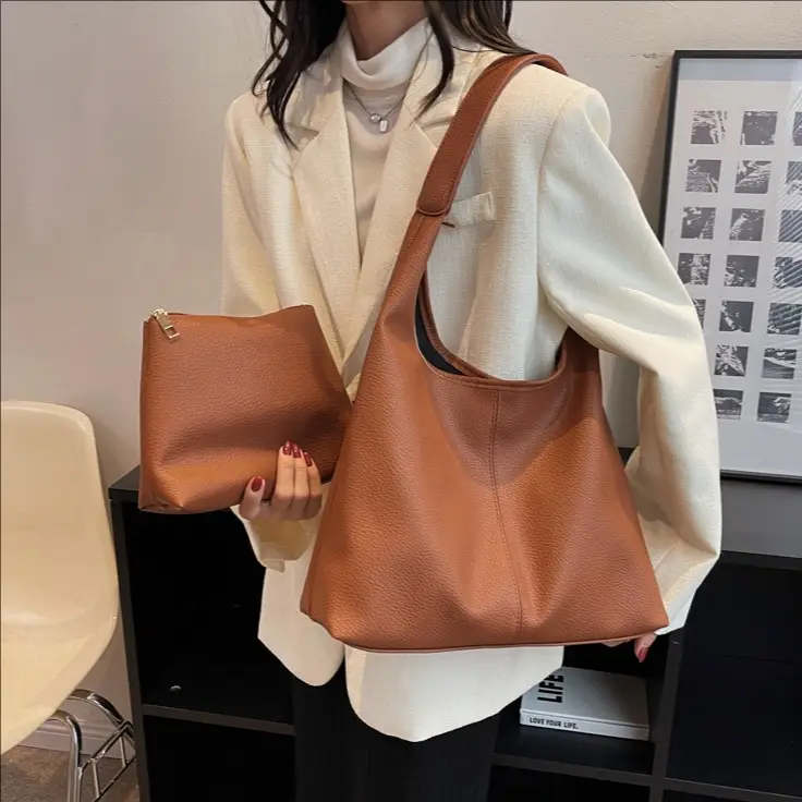 Vintage Litchi Underarm Bucket Bag Women 2025 - Image 5