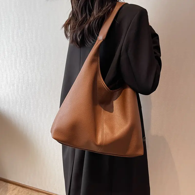 Vintage Litchi Underarm Bucket Bag Women 2025 - Image 7