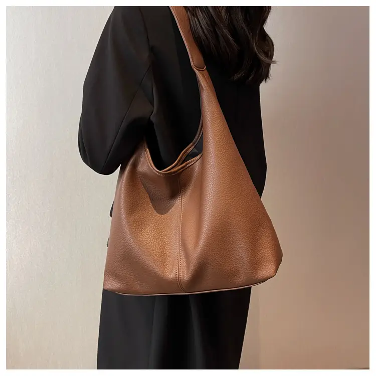 Vintage Litchi Underarm Bucket Bag Women 2025 — feature 21