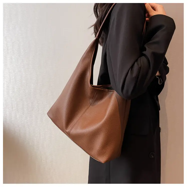 Vintage Litchi Underarm Bucket Bag Women 2025 — feature 23