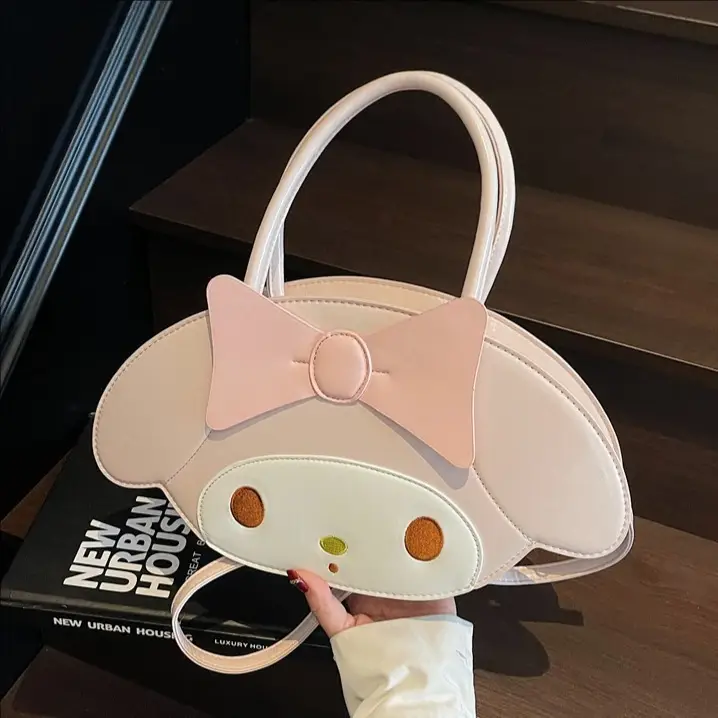 Cute Cartoon Bow Shoulder Bag Women Pink White