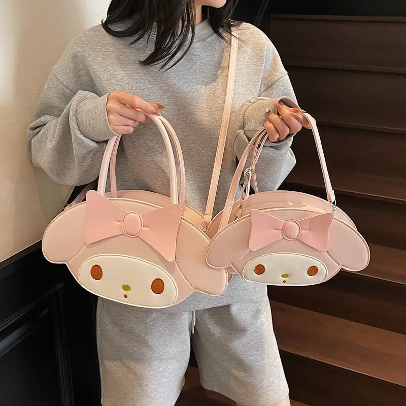 Cute Cartoon Bow Shoulder Bag Women Pink White