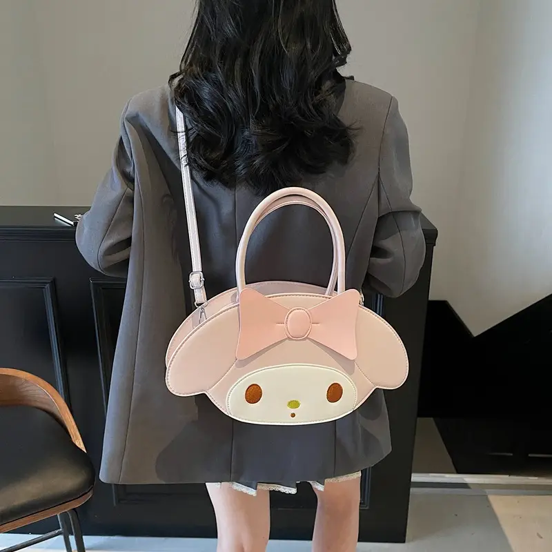 Cute Cartoon Bow Shoulder Bag Women Pink White