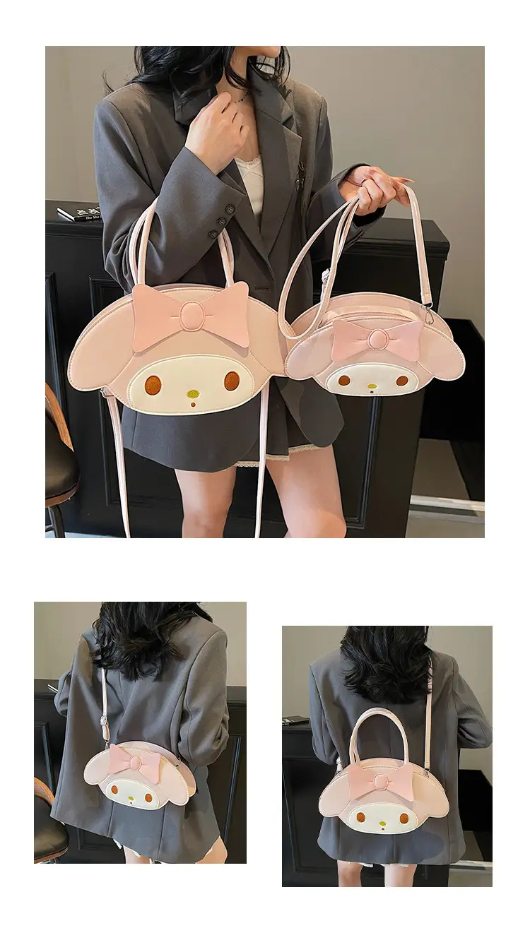 Cute Cartoon Bow Shoulder Bag Women Pink White — feature 10