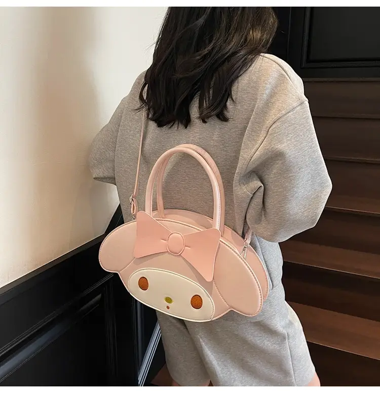Cute Cartoon Bow Shoulder Bag Women Pink White — feature 18