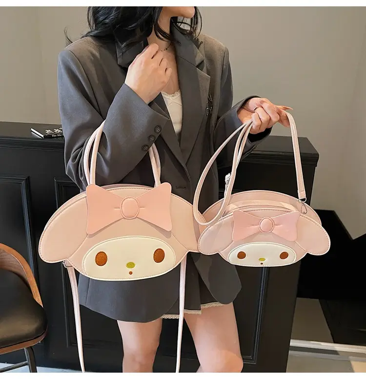 Cute Cartoon Bow Shoulder Bag Women Pink White — feature 22