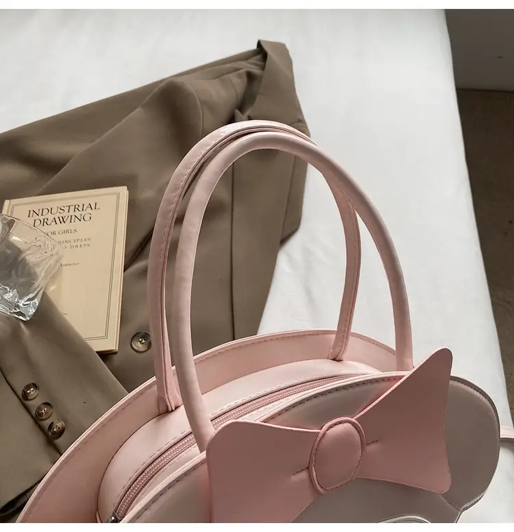 Cute Cartoon Bow Shoulder Bag Women Pink White — feature 27